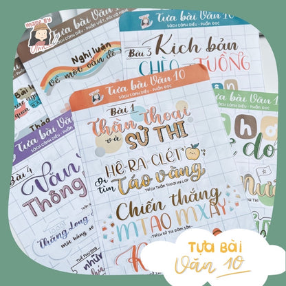 Sticker TỰA BÀI VĂN HỌC 10 - Học kì 1 (Cánh diều/Kết nối tri thức) - MADE BY AHN thiết kế