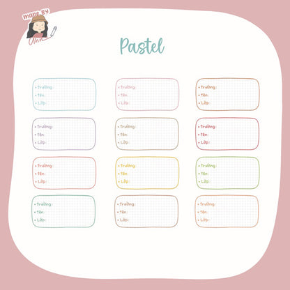 Set 12 Nhãn tên/Nhãn sách Minimalist sticker - in tên theo yc