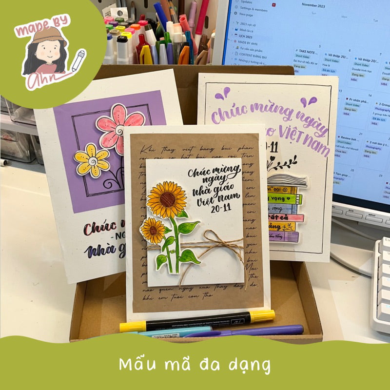 Thiệp handmade chúc mừng ngày nhà giáo 20/11, quốc tế phụ nữ 8/3, việt nam 20/10, sinh nhật, kỷ niệm, vv..