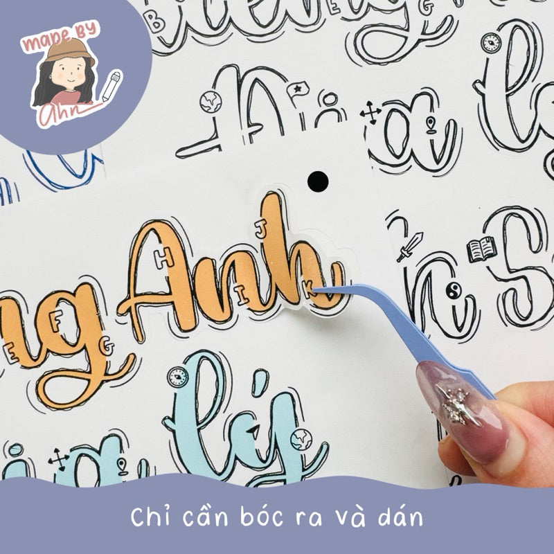NHÃN TÊN MÔN HỌC decor bìa vở sticker - MADE BY AHN thiết kế