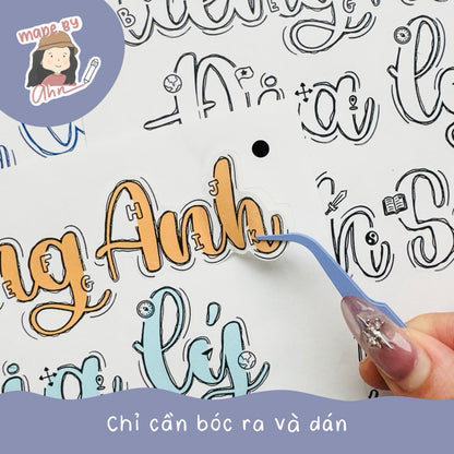 NHÃN TÊN MÔN HỌC decor bìa vở sticker - MADE BY AHN thiết kế
