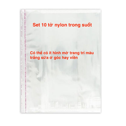 Set 10 Giấy xi măng craft, nylon, nilon, ni lông trong suốt bọc, bao tập, bọc vở, sách, TẶNG KÈM băng dính 2 mặt