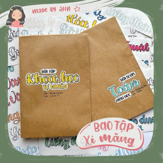 Set 10 Giấy xi măng craft, nylon, nilon, ni lông trong suốt bọc, bao tập, bọc vở, sách, TẶNG KÈM băng dính 2 mặt