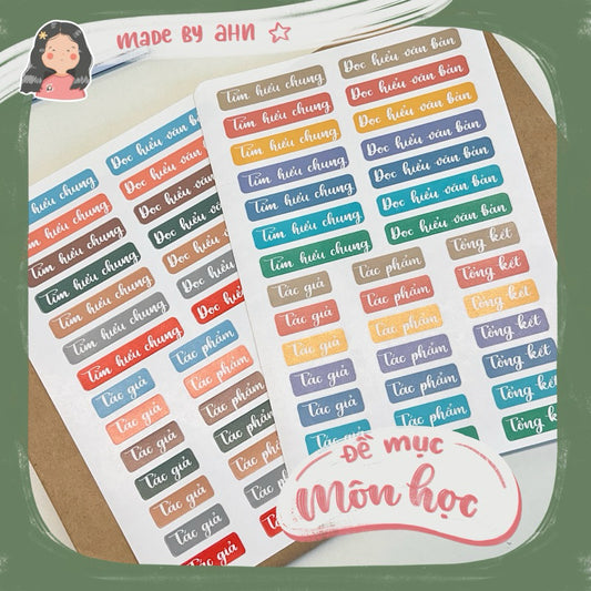 Sticker ĐỀ MỤC MÔN HỌC - MADE BY AHN thiết kế