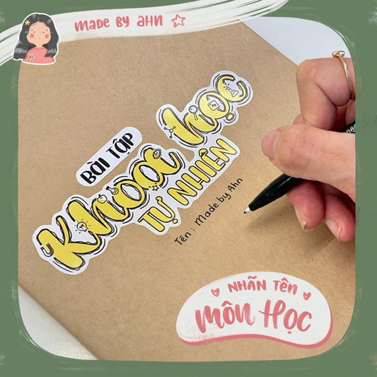 NHÃN TÊN MÔN HỌC decor bìa vở sticker - MADE BY AHN thiết kế