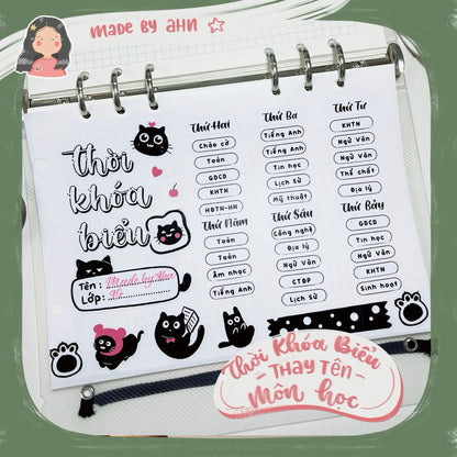 Sticker THỜI KHOÁ BIỂU thay tên môn học - MADE BY AHN thiết kế