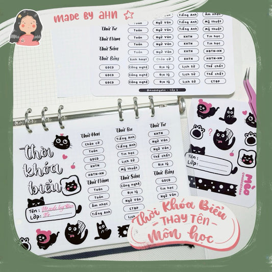 Sticker THỜI KHOÁ BIỂU thay tên môn học - MADE BY AHN thiết kế