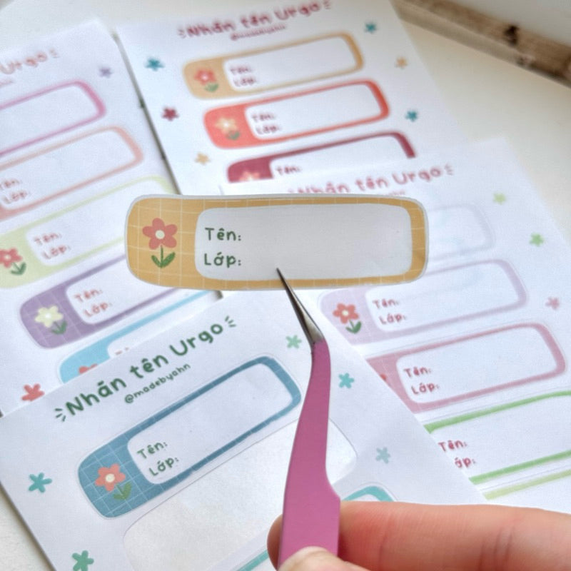 Set 20 NHÃN TÊN URGO dán vở sách đồ dùng học tập - MADE BY AHN thiết kế