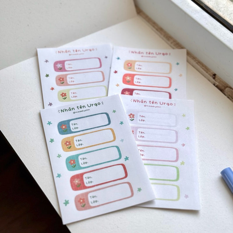 Set 20 NHÃN TÊN URGO dán vở sách đồ dùng học tập - MADE BY AHN thiết kế