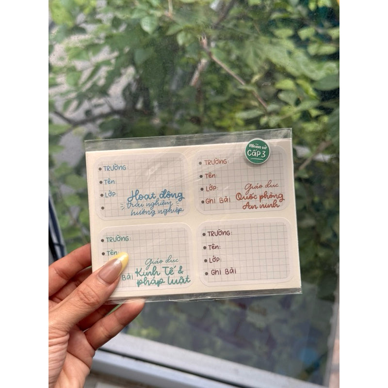 Sticker NHÃN VỞ MÔN HỌC mẫu 2023 bóc dán - In tên theo yêu cầu - MADE BY AHN thiết kế