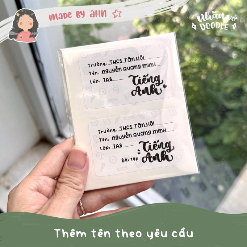 [NEW 2025] Nhãn vở DOODLE (môn học) đầy đủ từ lớp 1 đến 12 - In tên theo yêu cầu - MADE BY AHN thiết kế