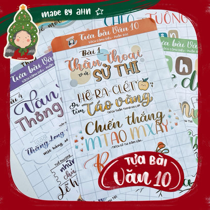 Sticker TỰA BÀI VĂN HỌC 10 - Học kì 1 (Cánh diều/Kết nối tri thức) - MADE BY AHN thiết kế