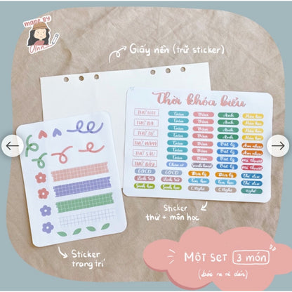 [Mẫu colorful] Sticker THỜI KHOÁ BIỂU thay tên môn học - MADE BY AHN thiết kế