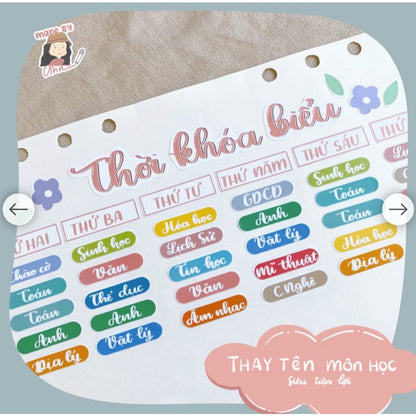 [Mẫu colorful] Sticker THỜI KHOÁ BIỂU thay tên môn học - MADE BY AHN thiết kế