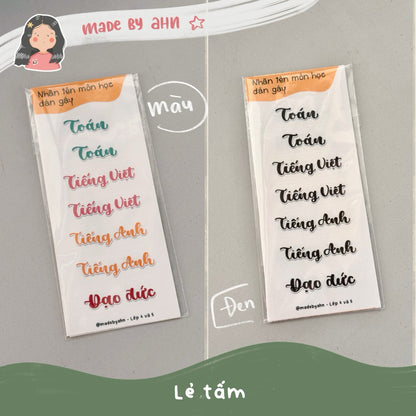 Sticker nhãn tên môn học dán gáy sách vở tiện lợi - MADE BY AHN thiết kế
