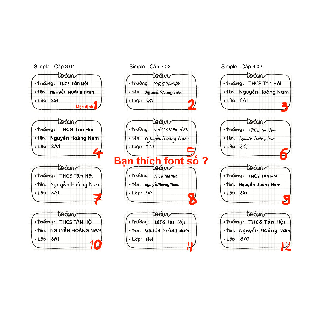 NHÃN VỞ Simple (Update 2024) sticker - In tên theo yêu cầu - MADE BY AHN thiết kế